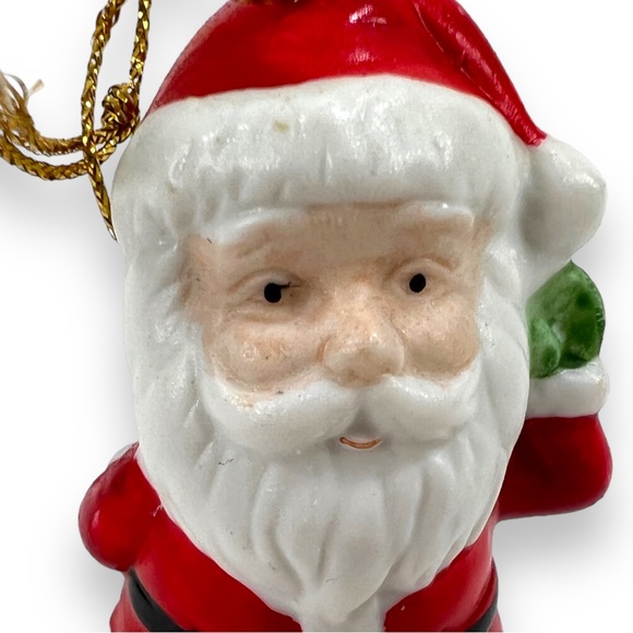 Vintage 80's Homco Home Interior Mini Santa Christmas Ornament 2.2" Porcelain - Picture 8 of 9